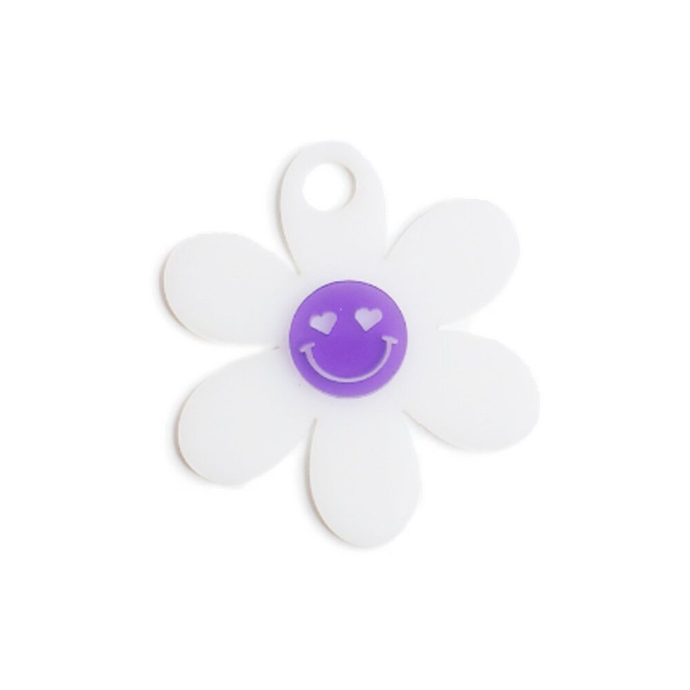 Stanley Cup Lid Plate/Charm/Decoration (Purple Smiley Face White Daisy) 40oz Fit